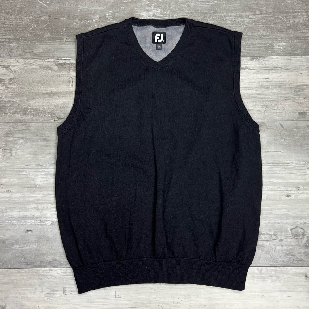 FootJoy Black Wool Sweater Vest L